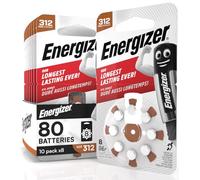 80 Hearing Aid Batteries Energizer Size 312 Brown with PowerSeal Technology - 10 Packs of 8 Batteries