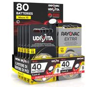 80 Hearing Aid Batteries Size 10 PR70 (Yellow) 10 Blister of 8 Batteries Sound Fusion Technology - 80 Batteries: 40 Rayovac + 40 Udivita