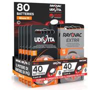 80 Hearing Aid Batteries Size 13 PR48 (Orange) 10 Blister of 8 Batteries Sound Fusion Technology - 80 Batteries: 40 Rayovac + 40 Udivita