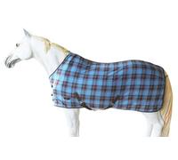 80" Horse Polar Fleece Cooler Moisture Wicking Exercise Blanket Sky Blue Plaid 43EE14