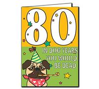 80 In dog years you would be dead Relation Male Female Birthday Card AGE38