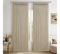 80 Inch Natural Linen Blackout Room Divider Curtains 2 Panels Set, Memory Shape Pinch Pleat Insulated Oatmeal Dual Layer Heavy Drapes Privacy Sound Dampening Modern Windows Curtain 40 x 80 Inches Long