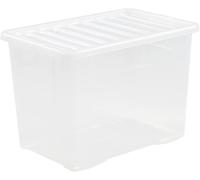 80 L Transparent Storage Boxes with Lids Wham Stackable Pack of 5(60x40x42 cm)