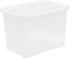 80 L Transparent Storage Boxes With Lids Wham Stackable Pack Of 5(60X40X42 Cm)