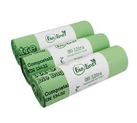 80 Litre x 60 bags All-Green brand Bioliner Compostable Kitchen Bin Liners - Food Waste Bin Liners - EN 13432-80L Swing-Bin Bags with Composting Guide