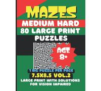 80 Mazes Puzzle Book for Adults Visually Impaired: Medium Hard, Big Size Puzzles With Large Print Solutions Vol. 2, 2023 | For Seniors, Adults, Kids, ... Gift Anytime (Adam Lee's Adults & Elderly)