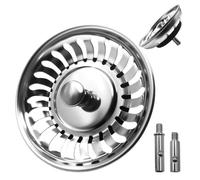 Ø 80 mm Kitchen Sink Plug Strainer Includes 2 Pins, Stainless Steel Sink Plug, Universal Food Hair Catcher Drain Stopper for Drain and Filter in Kitchen and Bathroom Sinks Hole
