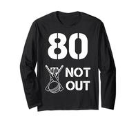 80 Not Out Cricket Humor Senior Birthday Sports Top Long Sleeve T-Shirt