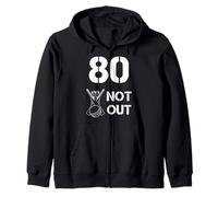 80 Not Out Cricket Humor Senior Birthday Sports Top Zip Hoodie