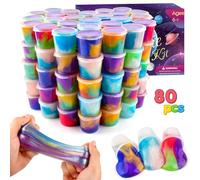 80 Pack Christmas Galaxy Slime Party Favors Kit, Mini Fluffy Bulk Slime Stress Relief for Kids, Soft Putty Toy, Girls and Boys Classroom Reward, Party Supplies, Student Birthday, Goodie Bag Stuffers