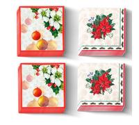 80-Pack Christmas Paper Napkins Guest Serviettes Party Birthday 2-Ply 13x13'' Disposable Dinner Napkin Luncheon Holiday Festive Tableware Poinsettia Ornaments Christmas Rose Fluorescent-Free Lint-Free