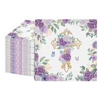 80 Pack Crucifix Paper Napkins, God Bless Cross Disposable Guest Napkins For Boys Girl First Communion,Christening Religious,Newborn Party Supplies, 13 * 13 Inch