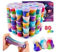 80 Pack Galaxy Slime Party Favors Kit, Mini Fluffy Bulk Slime Stress Relief for Kids, Soft Putty Toy, Girls and Boys Classroom Reward, Party Supplies, Student Birthday, Goodie Bag Stuffers