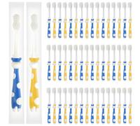 80 Pack Kids Toothbrushes Bulk, Individually Wrapped Soft Bristles Manual Toothbrushes for Kids, Cute Animal Children's Toothbrushes for Nursery School Camp Dental Giveaways (Blue and Yellow)