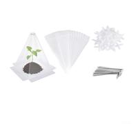 80 Pack Plant Protection Covers with Frames and Nails,White PVC Cone Guards for Frost Damage Prevention,Reusable Garden Tool for Outdoor Plants and in Winter(20pcs)