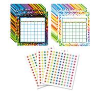 80 Pack Reward Chart, 2 Designs Behaviour Charts for Children with 2400 Star Stickers for Girl Boy Behavior Training Develop Habit
