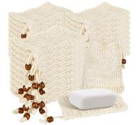 80 Pack Soap Saver Bag Mesh Exfoliating Bar Soap Pouch Natural Sisal Soap Saver Bag with Drawstring Foaming and Drying Holder for Shower Kitchen Bathroom Travel