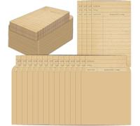 80 Pack Vintage Library Card Pocket with Envelopes Self Adhesive Book Checkout Out Due Date Note Cards Reading List Bookmark Card for Book Checkouts, Classroom Supplies (Brown)