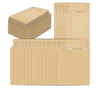80 Pack Vintage Library Card Pocket with Envelopes Self Adhesive Book Checkout Out Due Date Note Cards Reading List Bookmark Card for Book Checkouts, Classroom Supplies (Brown)