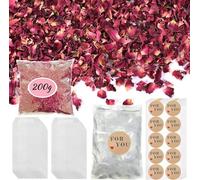 80-Pack Wedding Confetti Bags Kit - 80 Glassine Bags, 200g Dried Rose Petals, 80 Stickers - Biodegradable for Weddings, Engagements, Anniversaries