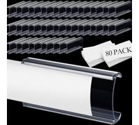 80 Packs Plastic Shelf Label Tags Metro Shelf Label Holders for Wire Shelving Clips with Paper Inserts Clips On to Shelves Compatible with 1-1/4 Inch Shelves