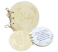 80 Pages Wooden Baby Shower Guest Book - Registry for Guest Check-in, Blessings for The Baby And Advice for New Parents And Moms-to-be