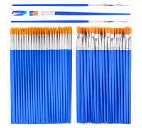 80 Paint Brushes for Acrylic Painting, Flat and Round Pointed | Blue Colour, 80 Pieces, Fine Detail Tips, Flat and Round Pointed