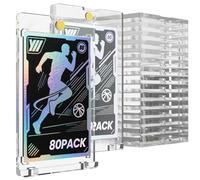 80 Pcs 130 Pt Acrylic Magnetic Card Holders, 2.5" x 3.5" One Touch Card Holder, Quick Access Design, Hard and Durable Magnetic Case, for Cards Collect, Storage and Display