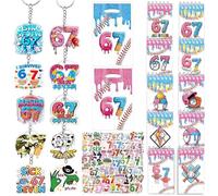 80 Pcs 6 7 Party Favors Gift Goodie Bags Fillers with Mini Notebooks, Keychain & Stickers, Funny 67 Six Seven Ice Cream Meme Birthday Party Decorations School Supplies (A)
