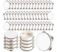 80 Pcs 6 Inch Wedding Tambourine Bulk Drum for Adults Wooden Hand Held Tambourines with Metal Jingles Musical Educational Drum Instrument Percussion Gift Church Wedding Party Favor Games