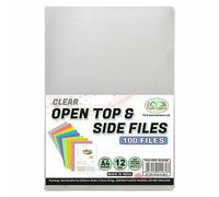80 PCS - A4 Size L Type Folder with Thumb Notch, Open Top and Side Cut Flush File 12 mm Thickness, Transparent Document Organizer for Storage Document, Resume, Letters & Reports (L Type File, Clear)