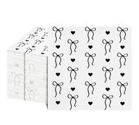 80 Pcs Black Bow Napkins - Decorative 6.5x6.5 Inch Disposable Paper Luncheon Napkins with Watercolor Black Bow Prints for Wedding, Birthday, Baby Shower, Theme Party, Bathroom Hand Towels