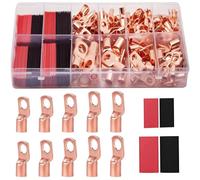 80 Pcs Bolt Hole Tinned Copper Terminals Set,Copper Ring Lug Terminals, Cable lugs Ring Battery Terminals Set,Wire Terminals Crimp Connector Marine Grade Cold-Pressed Crimp Type (40+40)