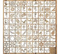 80 PCS Botanical Stencils Set, Reusable Small Plastic Painting Templates with Flower Butterfly Bird Leaf Nature Designs, Craft Kit for Scrapbook, Wood, Wall, Fabric Art, Home Decor, Classroom Projects