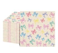 80 Pcs Bow Napkins - Decorative 6.5x6.5 Inch Disposable Paper Luncheon Napkins with Colorful Bow Prints for Wedding, Birthday, Baby Shower, Theme Party, Bathroom Hand Towels
