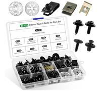 80 Pcs Car Panel Clips & Engine Undertray Screws Kit, Car Body Undertray Fender Screw & Nut Clip, Metal U-type Fasteners Mounting Set, Bumper Guard Plate Fixing Bolts for Repair Automotive