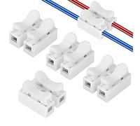 80 PCS CH2 Quick Connector Spring Wire Connectors Block, Electrical Cable Clamp Terminal Block Quick Terminals Connector Block for Electrical Wiring (White)