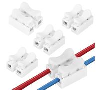 80 PCS CH2 Quick Spring Wire Connector Blocks， Electrical Cable Clamp Terminal Block Quick Terminals Connector Block for Electrical Wiring (White)