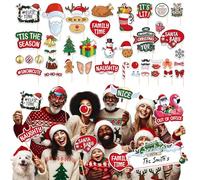 80 PCS Christmas Photo Booth Props Pre Assembled Funny Photo Props for Parties, Holiday Photobooth & Xmas Photoshoot Decorations Large Christmas Photo Booth Props | Big Pack, Big Fun for All Ages