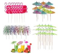 80 Pcs Cocktail Accessories for Drinks, Cocktail Umbrellas, Cocktail Umbrellas for Drinks, Hawaii Tropical Party Cocktail Accessories, Cocktail Accessories Party Pack for Beach (4 Styles)