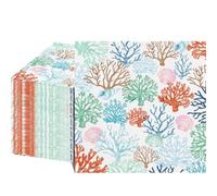 80 Pcs Coral Napkins - Decorative 6.5x6.5 Inch Disposable Paper Luncheon Napkins with Watercolor Coral Prints for Beach Wedding, Tropical Birthday, Ocean Party, Bathroom Hand Towels