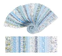 80 Pcs Cotton Quilting Fabric 6.5x50cm Pre-Cut Strips for Quilting Sewing Fine Patchwork Floral Prints Cloth Quilt Strip for DIY Craft(Blue)