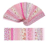 80 Pcs Cotton Quilting Fabric 6.5x50cm Pre-Cut Strips for Quilting Sewing Fine Patchwork Floral Prints Cloth Quilt Strip for DIY Craft(Pink)