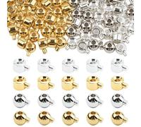80 Pcs Crimp Beads for Jewelry Making, Flat Round Crimping Beads for Bracelets & Necklaces, 3.5mm Jewelry Crimp Beads with 1mm Hole for DIY Crafting (2 Style, Gold & Silver)