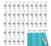 80 Pcs Curtain Clips with Rollers, Metal Curtain Track Glider Hanging Clip, Flexible Glider Hooks for Window Door Shower Curtains