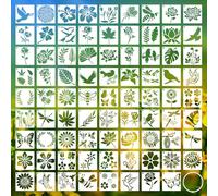 80 Pcs Flowers Birds Insects Stencils Reusable, 3x3 in Drawing Templates for Spraying Painting on Wood Wall Fabric Canvas, Plastic Stencil Floral Bird Butterfly for Home Decors DIY Crafts Ornaments