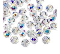 80 Pcs Glass Beads for Bracelet Making, Large Sparkling Glass Spacer Bead for Jewelry Bracelet Making, 10mm Round Crystal Beads Crystal Silver for DIY Craft Bracelets & Necklaces