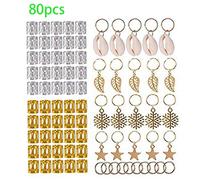 80 Pcs Hair Jewelry Aluminum Braiding Accessories Dreadlocks Beads Metal Cuffs Rings for Shell Charms Decoration Cl Barrette Hairpin Crip Clamp Teeth Banana Crown Claw French Jaw Stretch Clip Pin