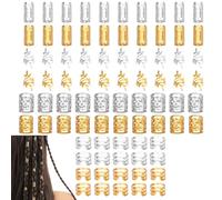 80 Pcs Hair Jewelry for Braids, Metal Dreadlocks, Gold Hair Cuffs, Cuffs Braid Ring HairClips, Adjustable Rings Braid Decorations, for Women and Girls, Gold, Silver