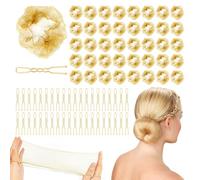 80 PCS Hair Net Kit,40pcs Bun Nets Blonde and 40pcs Bun Pins Blonde,Invisible Elastic and Stretchable hair nets & pins for buns for Ballet Girl Kids Ladies